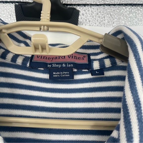 Vineyard Vines Blue and White Striped Polo Shirt - Picture 6 of 8